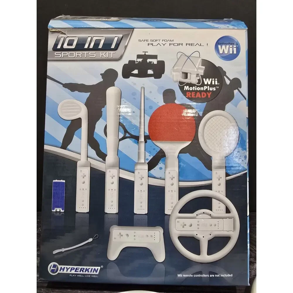 Hyperkin Wii 10-in-1 Sports Pack Foam Attachments - Wheel Tennis Golf Bat - Used